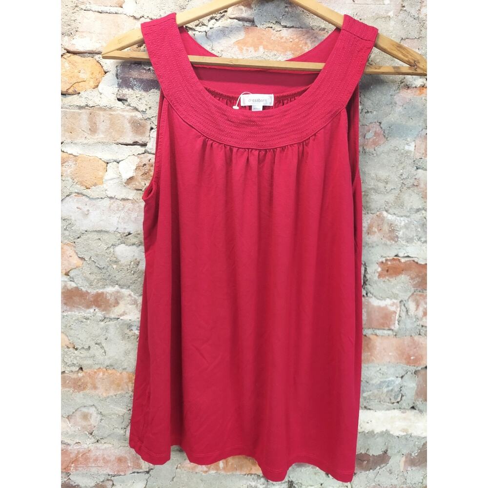 Dressbarn 2x Red Sleeveless Scoop Neck Blouse